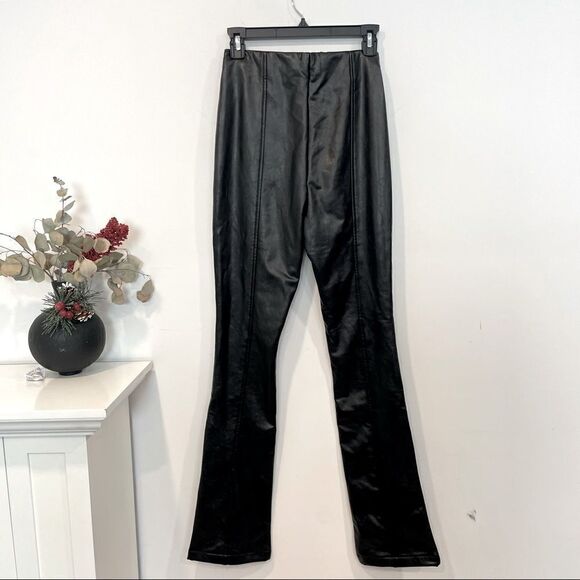 BP. Black Faux Leather High Waist Slim fit Split Hem Leggings Bootcut Pants - Picture 2 of 7